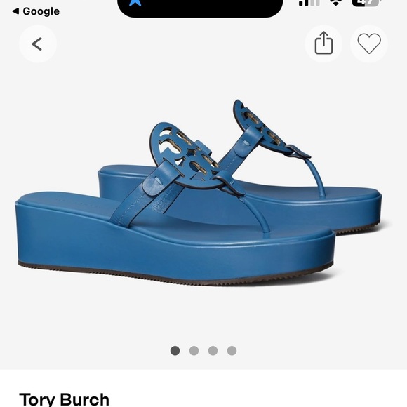 Tory Burch Blue miller Wedge Sandal excellent used condition. Worn once - Picture 5 of 5